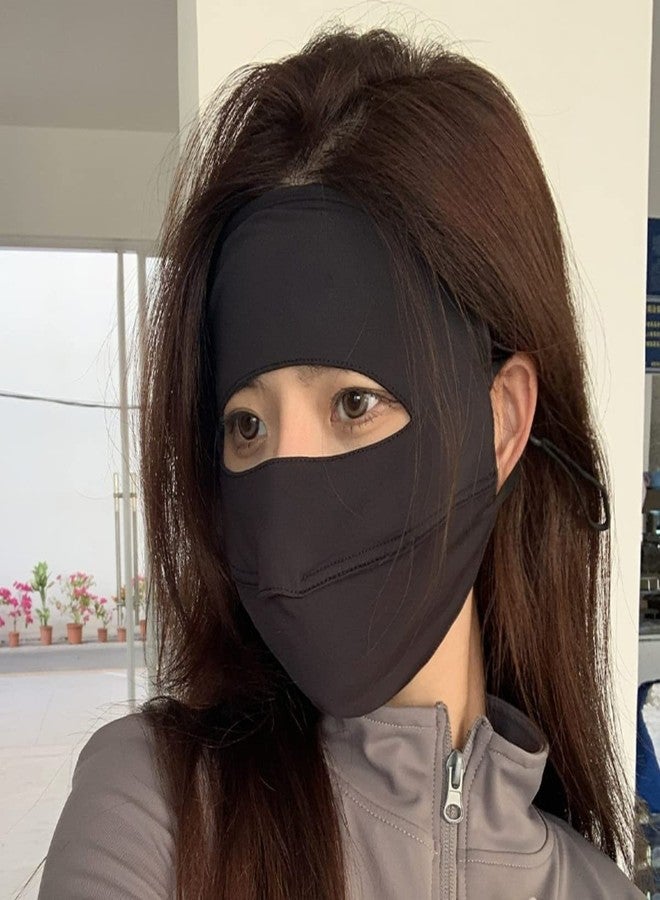 قناع وجه نسائي من كيوبرفيه للحماية من أشعة الشمس بمعامل حماية 50+، قابل للغسل وإعادة الاستخدام، مناسب للجري في الهواء الطلق (أسود، مقاس أمريكي، ألفا، متوسط، عادي، عادي) - Image 2